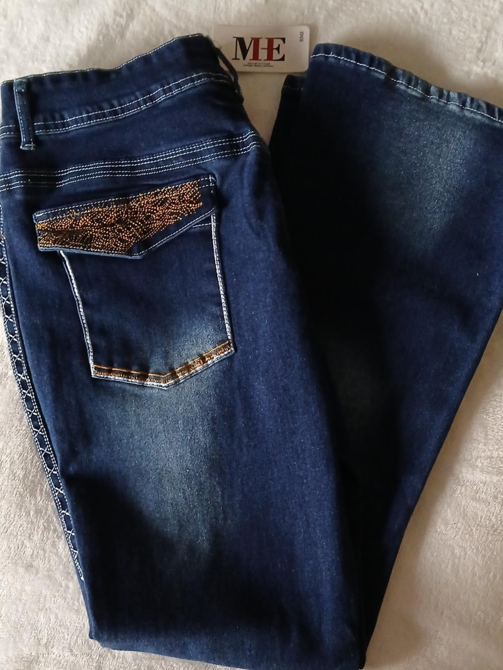 HME 2X XXL Stretch FLARE Jeans + Embroidered & Stitched Pockets & Legline [NWT]